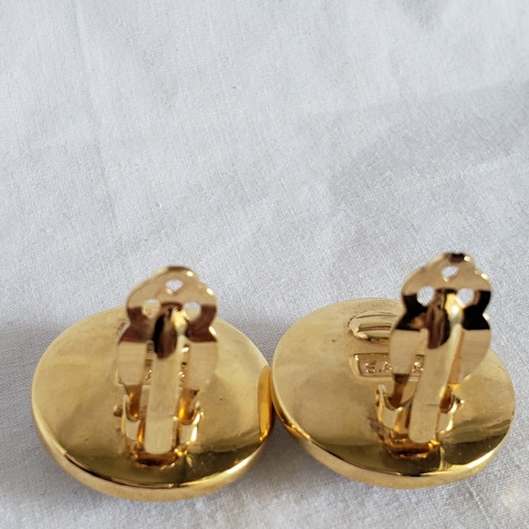 Vintage gold & emerald Swarovski gold diamond S.A.L. 1980's clip on earrings - Picture 4 of 6